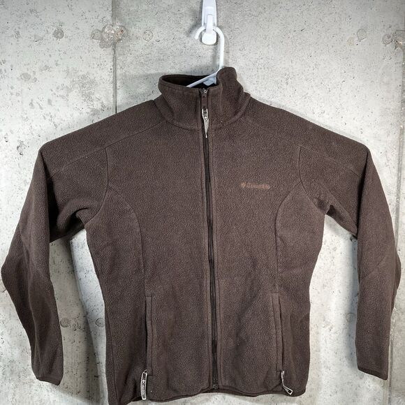 Columbia Womens Large Brown Quarter Zip Fleece Mock Neck Sweater Jacket - Picture 1 of 7